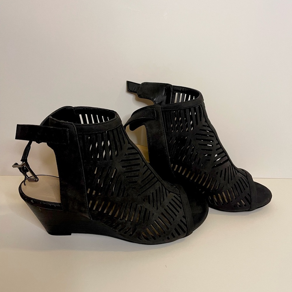 JustFab Black Wedge Sandals